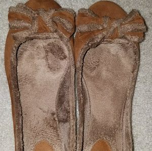 Camel colored faux suede ballet flats